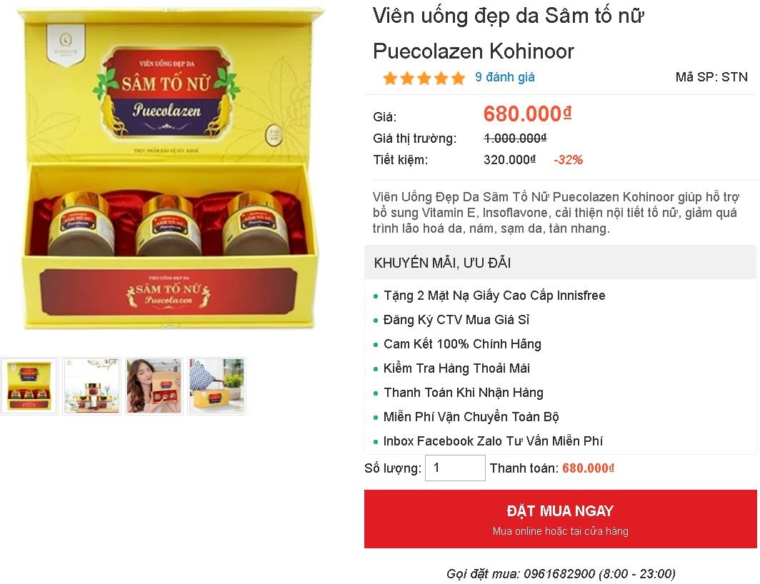 Sâm tố nữ pure collagen